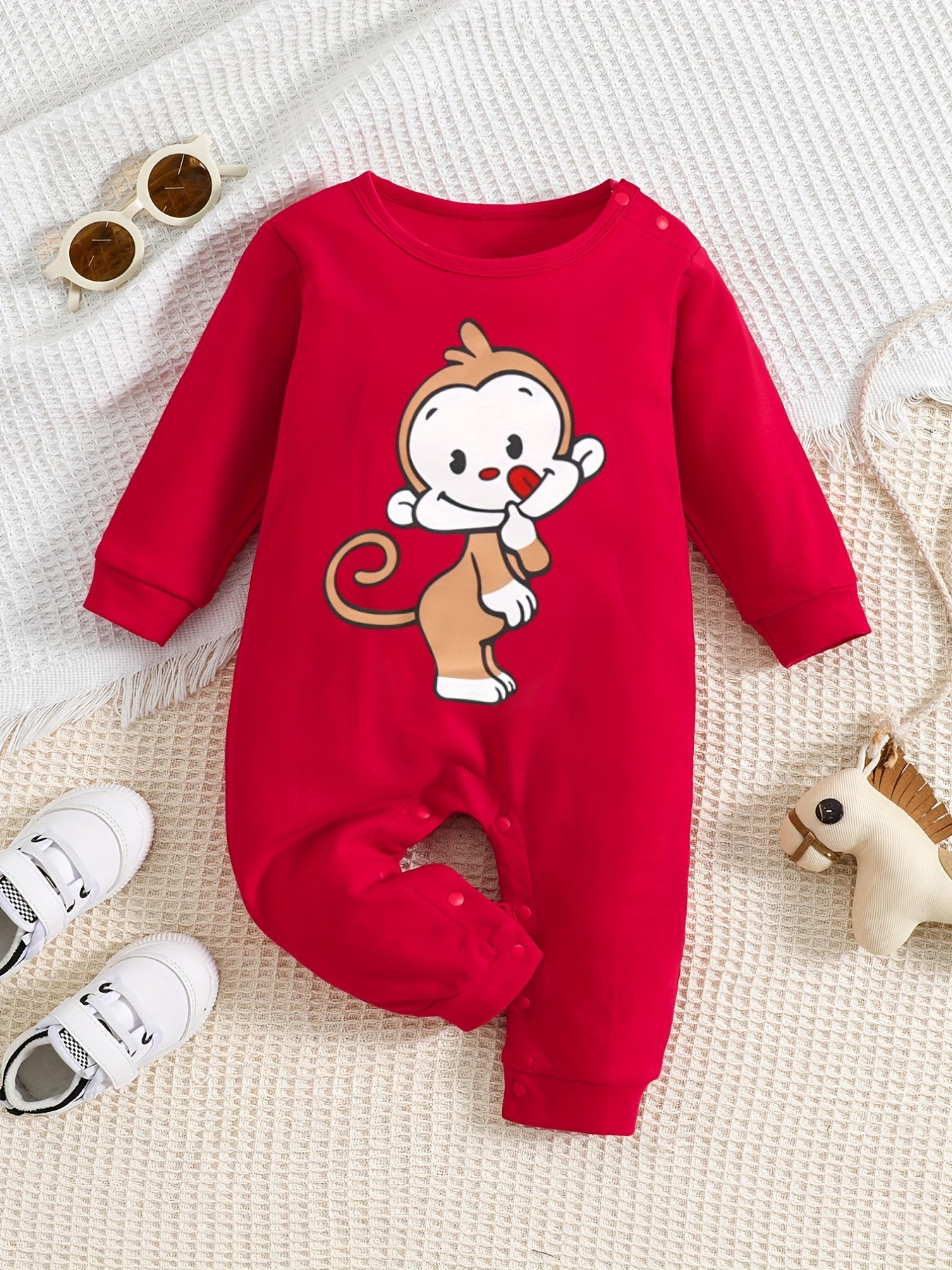 Cartoon Print Long Sleeve Baby Onesie Romper