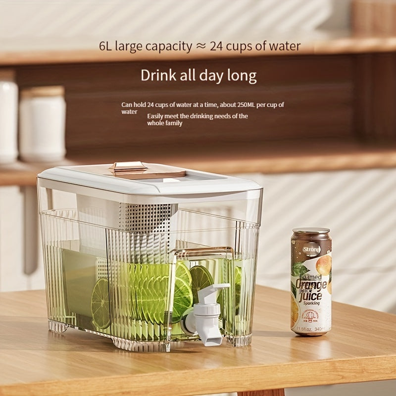 6L Plastic Drink Dispenser with Spigot and Lids for Fridge Parties
