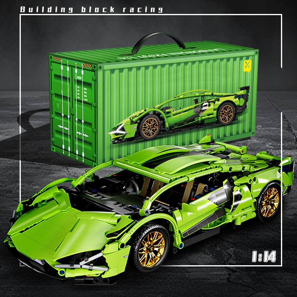 1 10 Scale Green Sports Car Building Blocks