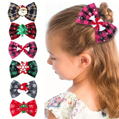 Christmas Bows Hair Clips Baby Girls Hair Bow Hairpins