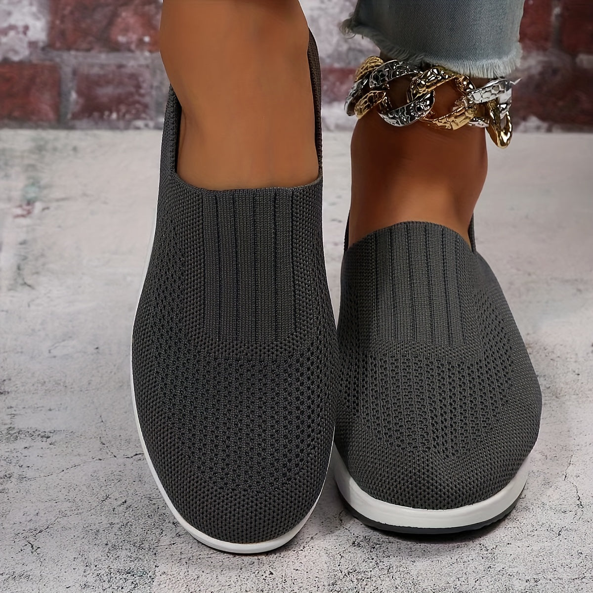 Women's Air Cushion Sock Shoes Comfort Knitted Slip On Platform Shoes