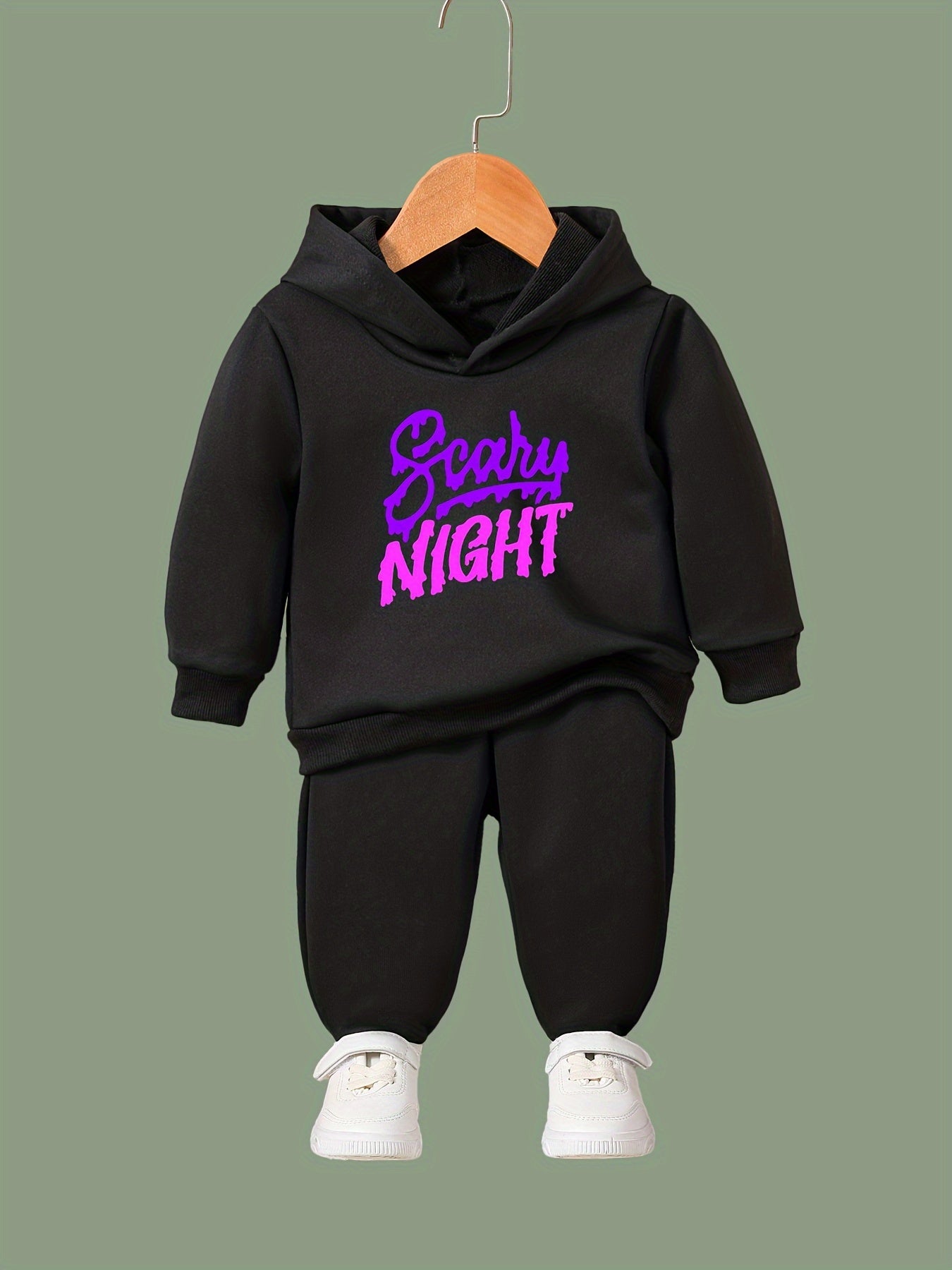 OERYUI 2pc Activewear Set SCARY NIGHT Print Hoodies Pants Set
