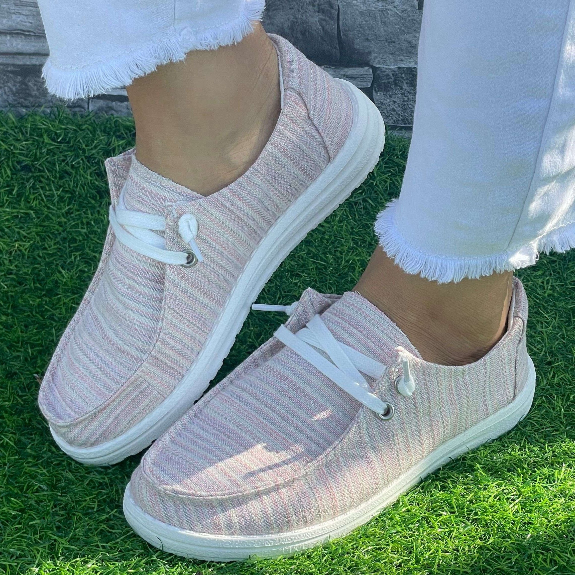 Striped Pattern Flat Shoes Women's Lightweight Comfortable Walking Shoes