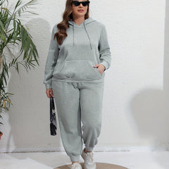 Solid Hooded Sweatshirt & Jogger Sweatpants Set