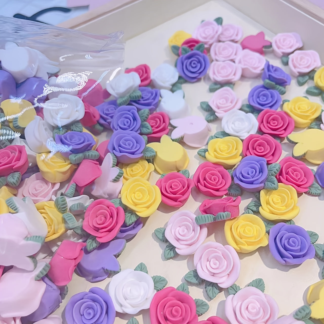 10pcs DIY 3D Rose Flowers Resin Charms For Earrings Jewelry Hair Accessories