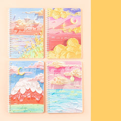 4pcs A5 Coil Book Landscape Painting Art Notebook Stationery Diary