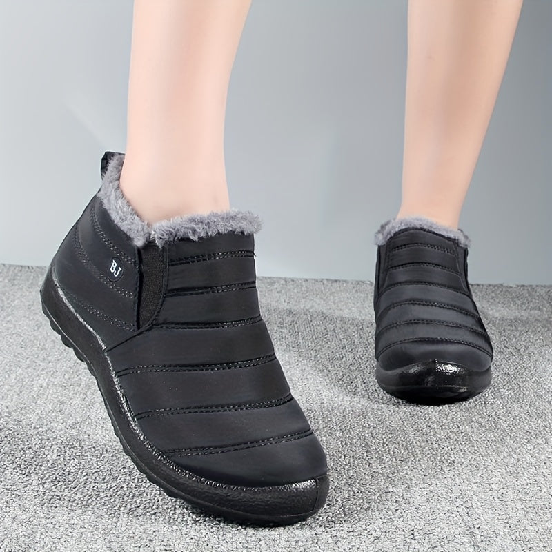 Women's Thermal Slip On Snow Boots Plush Flat Short Boots