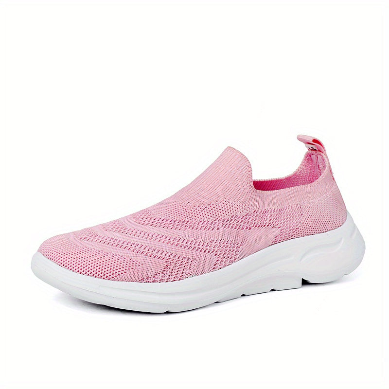 Women's Breathable Flying Woven Sneakers Lightweight Low Top Slip On Shoes