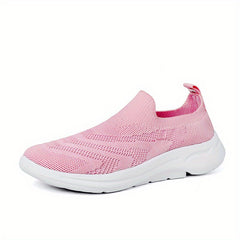 Women's Breathable Flying Woven Sneakers Lightweight Low Top Slip On Shoes