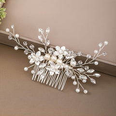 Silver Pearl Crystal Comb Wedding Hair Accessories
