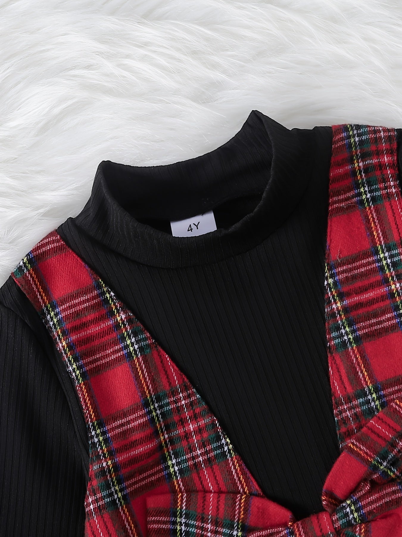 Girls Plaid Stitching Long Sleeve Dress For Autumn/Winter