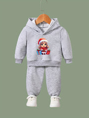 Girls Boys Girl Print Hoodies Pants Set Spring Fall Sports Christmas