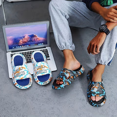Men's Graffiti Graphic Pillow Slides Non Slip Slippers