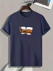 Alcohol Print Men's Comfy T shirt Outdoor Tee