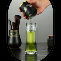 Digital Temperature Display Glass Tea Cup with Infuser
