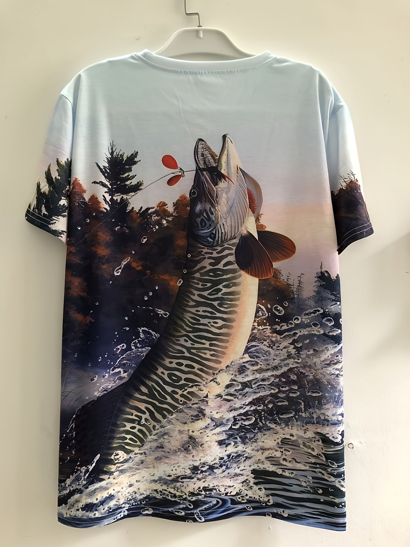 Fish 3D Pattern Print Men's Short Sleeve T-shirt Graphic Tee
