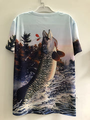 Fish 3D Pattern Print Men's Short Sleeve T-shirt Graphic Tee