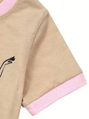 Girls Ballet Girl Graphic Pajamas Set Short Sleeve Tee & Shorts Sleepwear