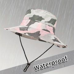 Pink Waterproof Bucket Hat Wide Brim Fishing Hiking Sun Hat