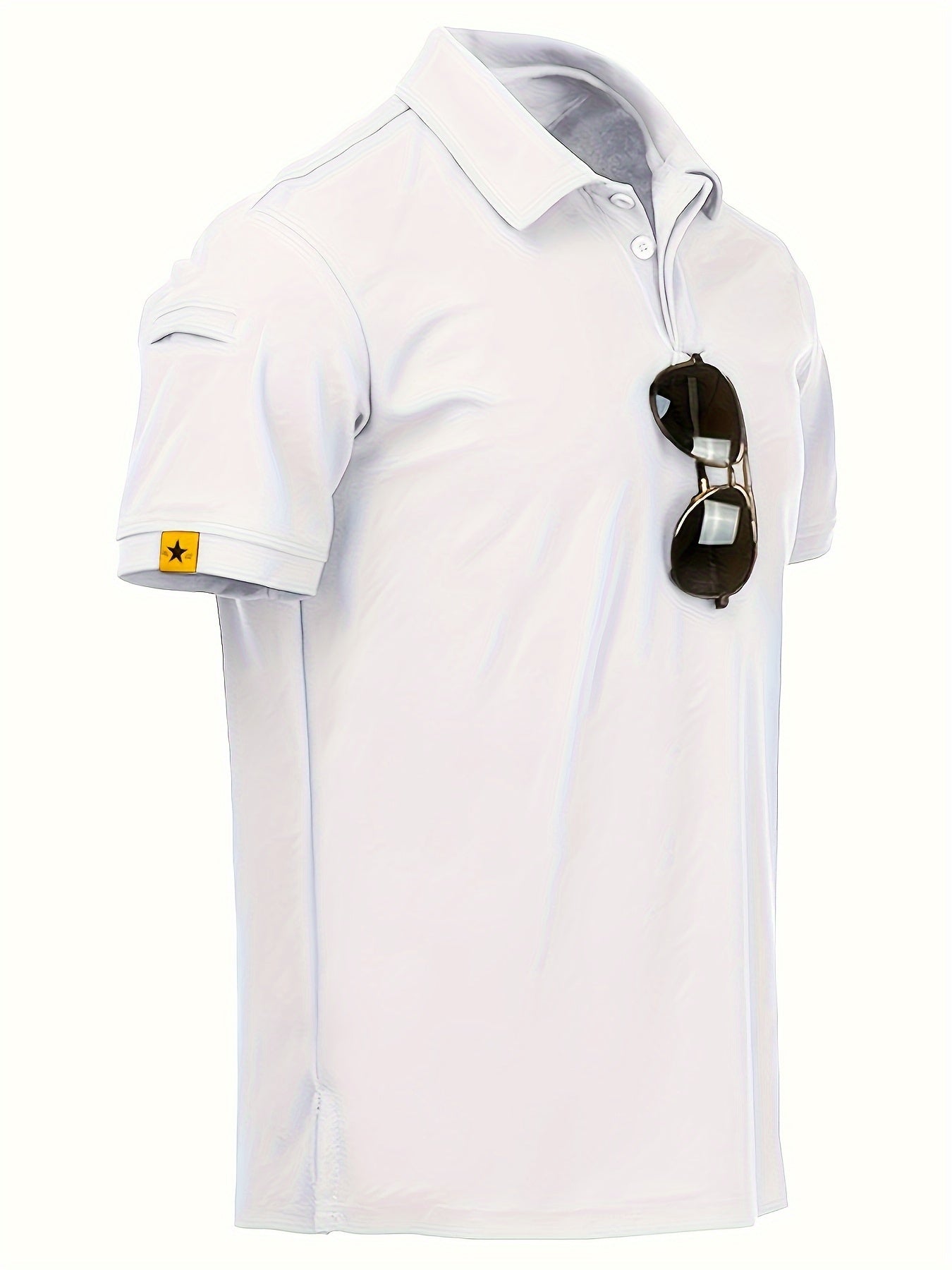 Men's Lapel 1/4 Button Short Sleeve Shirt For Fitness Training