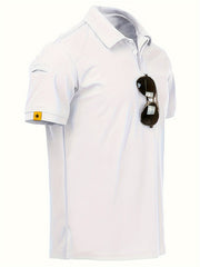 Men's Lapel 1/4 Button Short Sleeve Shirt For Fitness Training