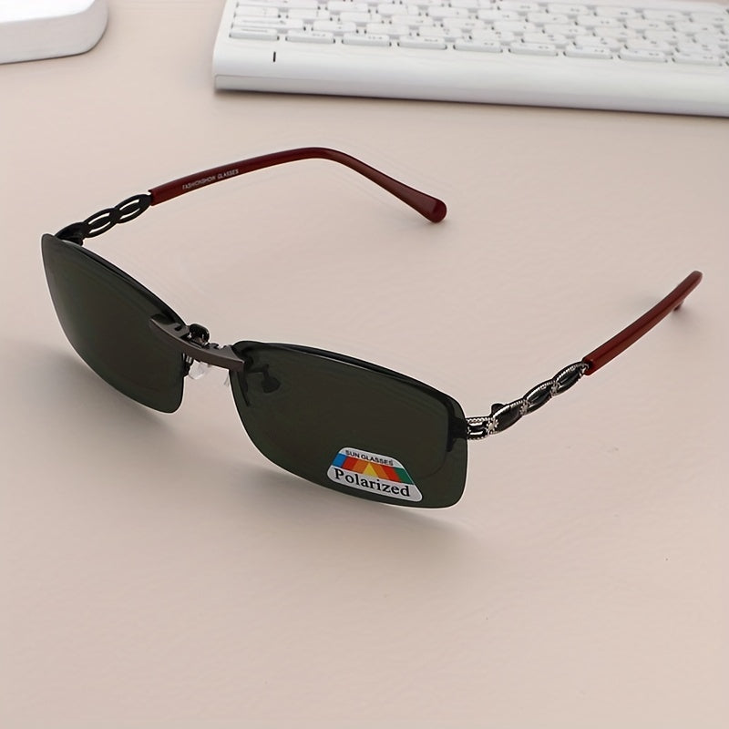 Photochromic Clip On Sunglasses Rimless Anti Glare Driving Glasses