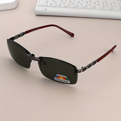 Photochromic Clip On Sunglasses Rimless Anti Glare Driving Glasses