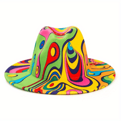 Hip Hop Graffiti Jazz Fedora Cap Colorful Print Sun Hat