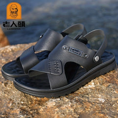 LAORENTOU Men's Faux Leather Non Slip Sandals