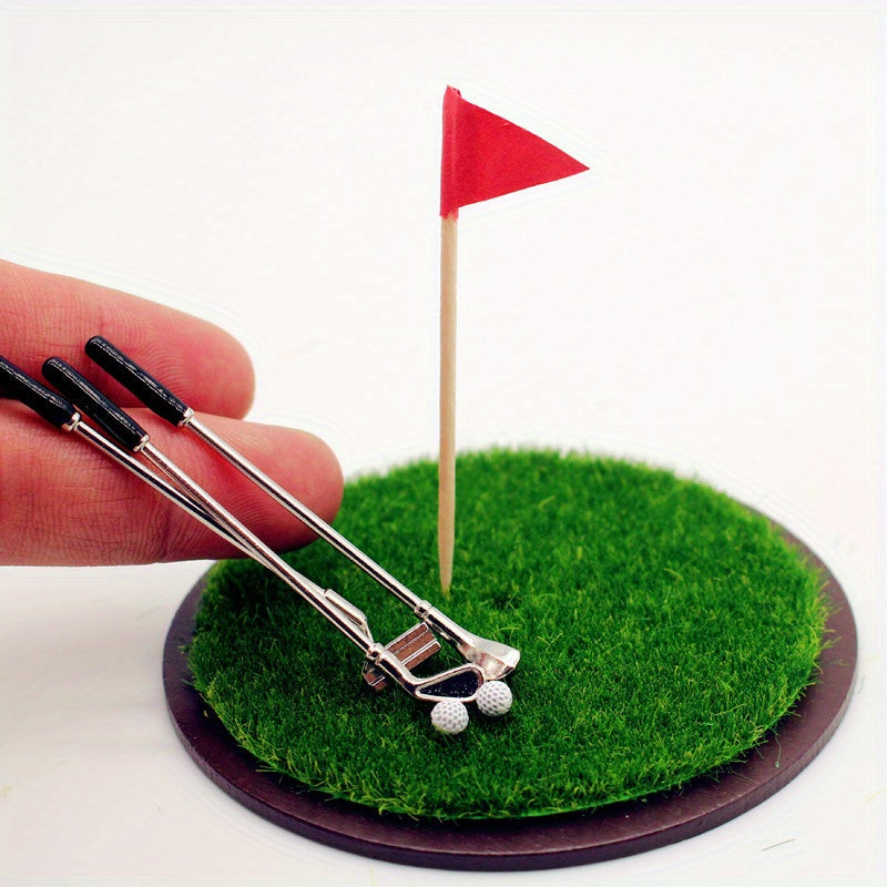 Dollhouse Mini Golf Club Lawn Model Scene Props Toy House Decor Accessories Set