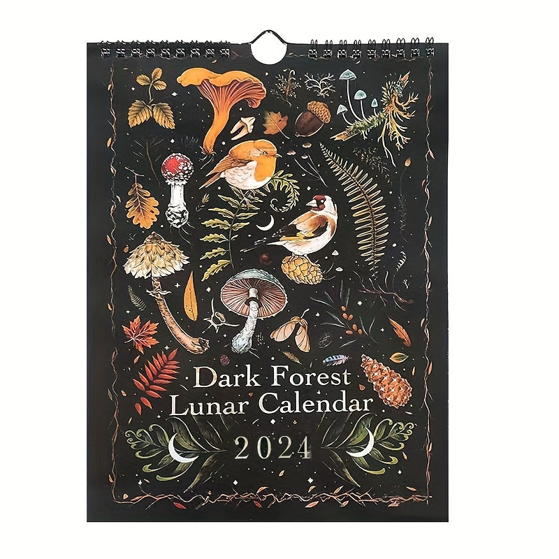 Dark Forest Animal Pattern Wall Calendar Halloween Christmas Gift