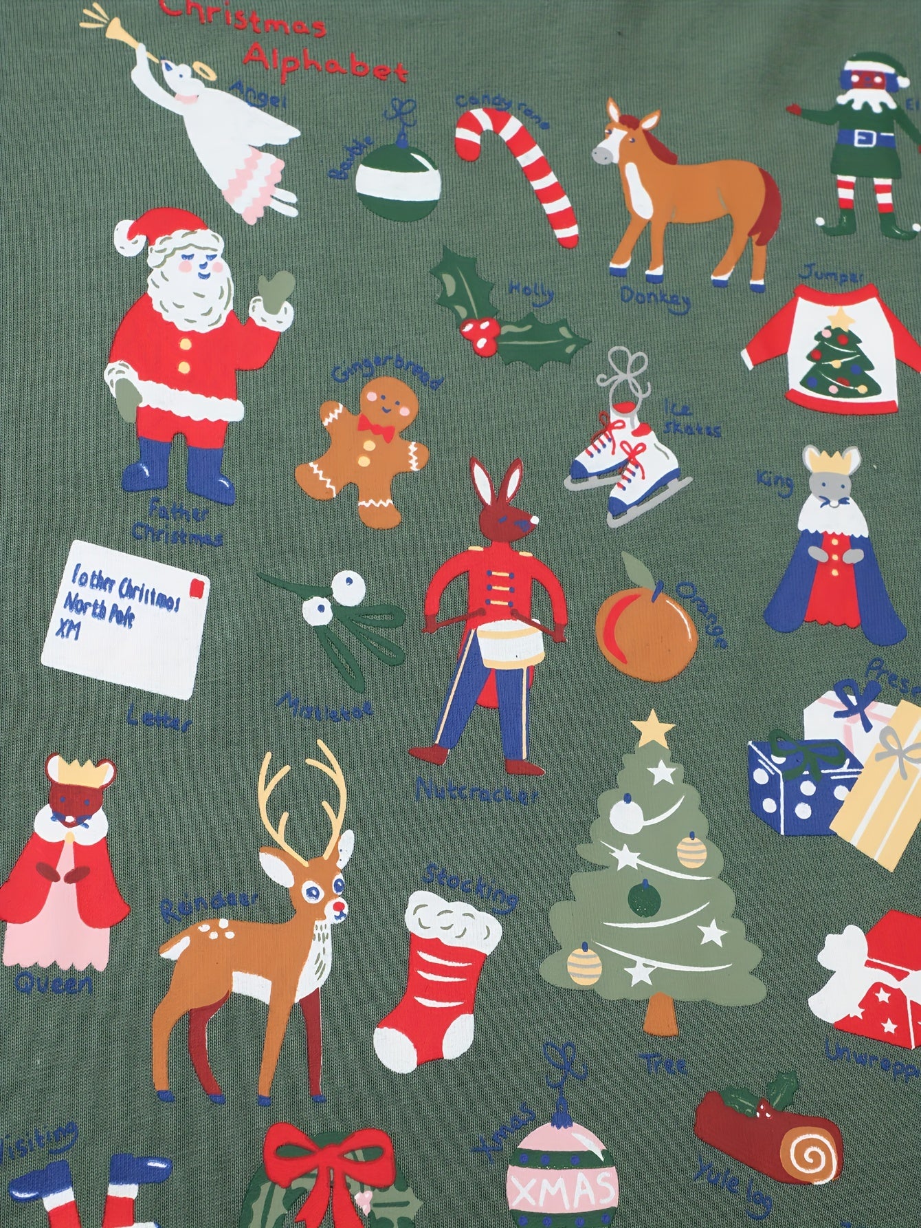 Christmas Print Boys T-shirt Long Sleeve Crew Neck Holiday Clothes