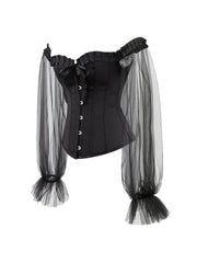 Off Shoulder Mesh Sleeve Overbust Corset Gothic Lace Bustier