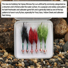 6pcs Ice Dubbing Tail Minnow Streamer Fly Bait Stainless Steel Barbed Hook