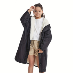 Kids Waterproof Changing Robe w/ Pockets - Warm & Windproof