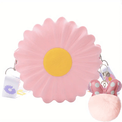 Girls Flower Silicone Zipper Messenger Bag With Bowknot Pendant
