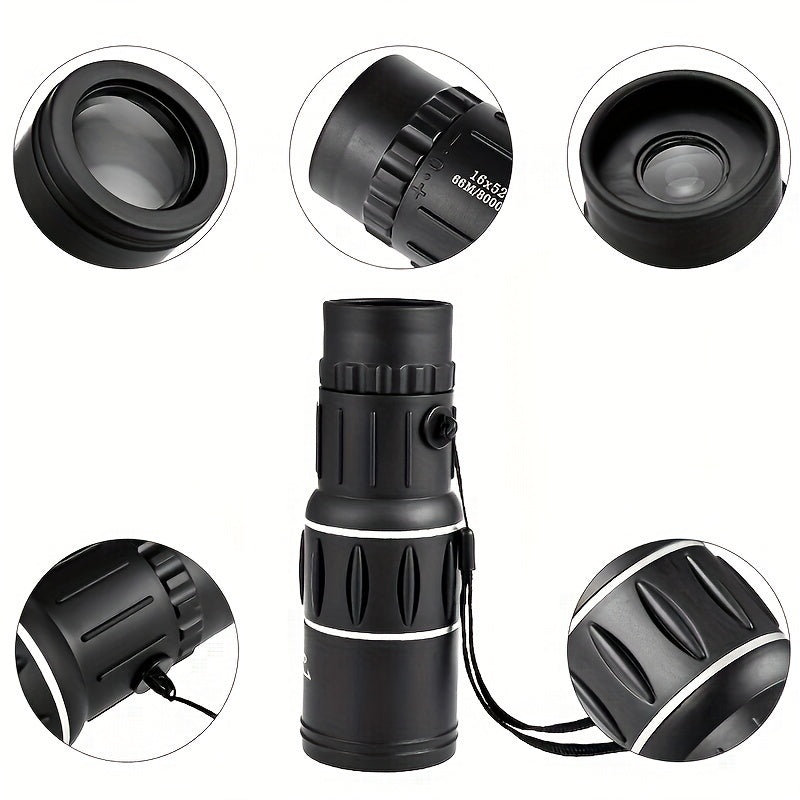 Compact 16x52 HD Monocular Telescope for Camping and Bird Watching