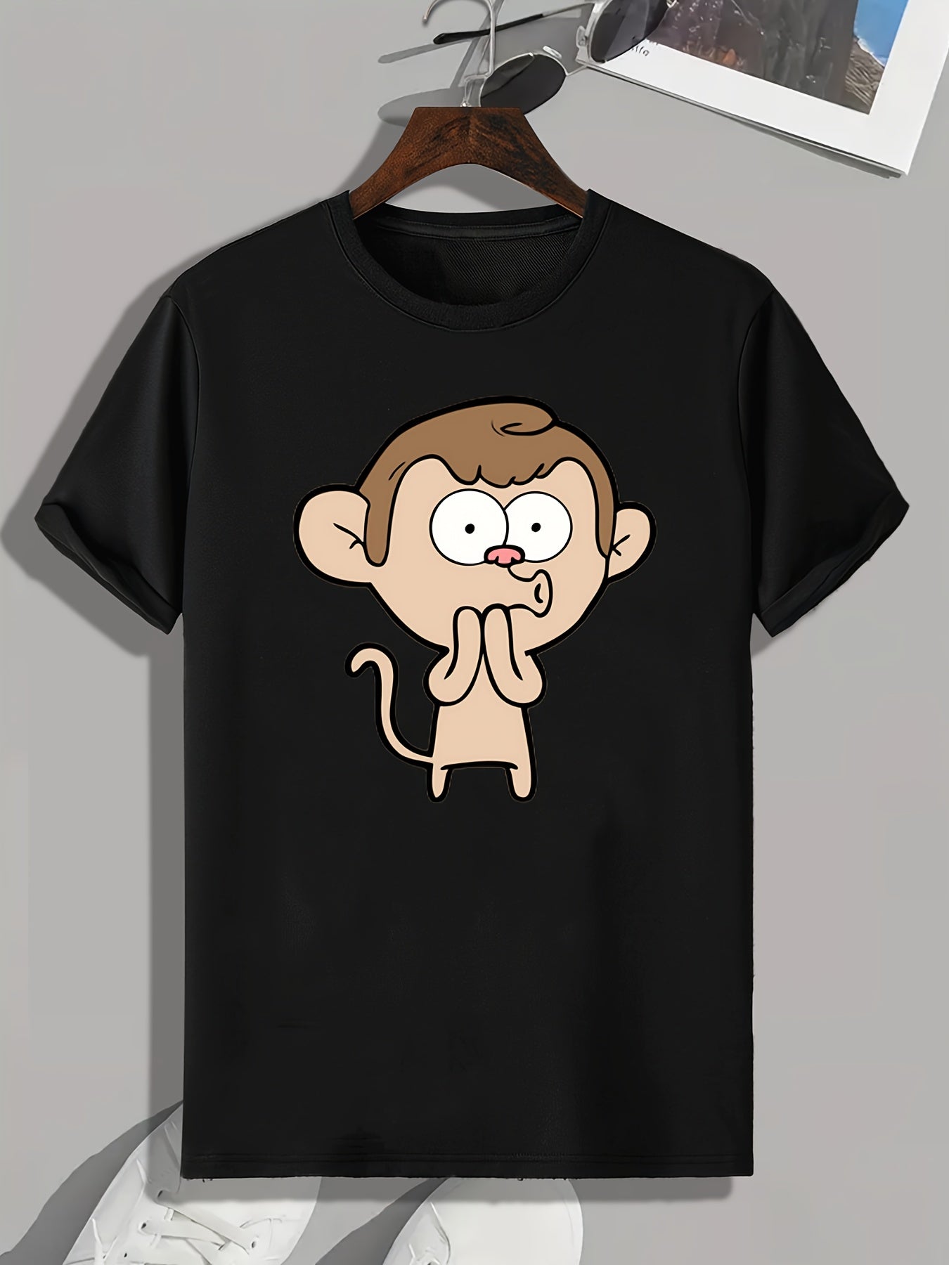 Cartoon Print Men's Graphic T-shirt for Summer