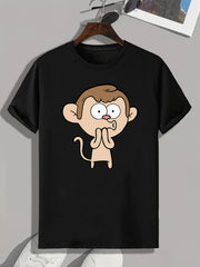 Cartoon Print Men's Graphic T-shirt for Summer
