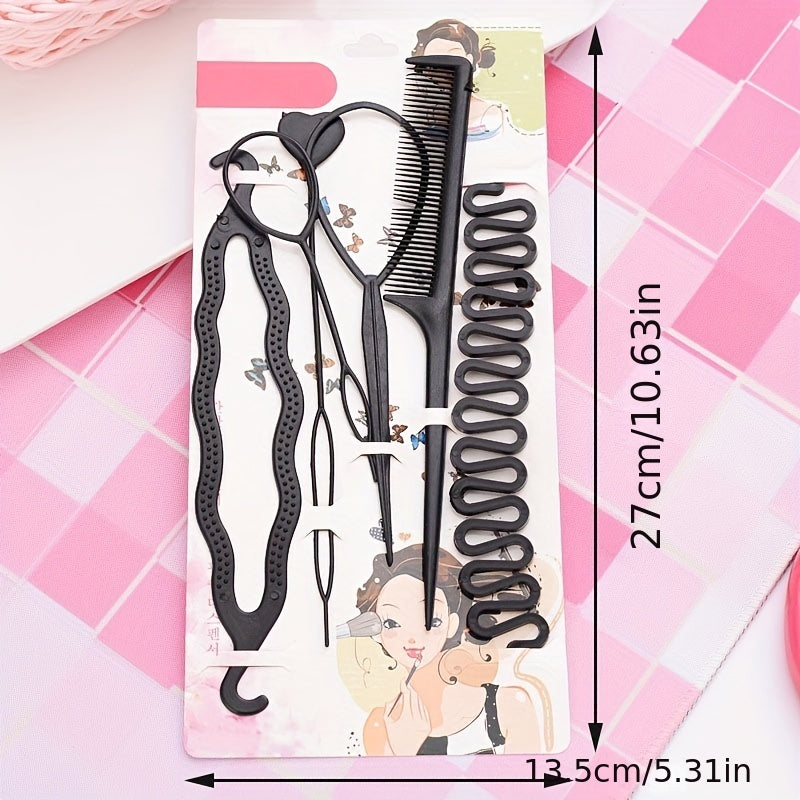 6pcs Hair Styling Tool Set Hair Braider Comb Hairpins Accessories
