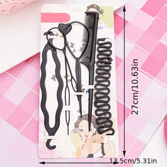 6pcs Hair Styling Tool Set Hair Braider Comb Hairpins Accessories