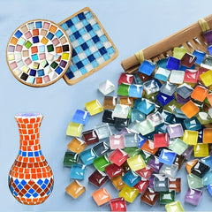 300pcs Crystal Mosaic Glass Tiles DIY Program Sq Cube Pieces Family KIDS
