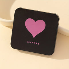 Heart Pattern Square Makeup Mirror Double Side Folding Beauty Mirror