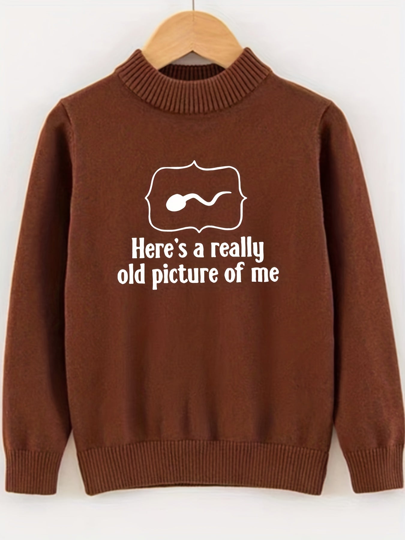 Funny Sperm Print Knitted Sweater Men's Casual Warm Mid Stretch Pullover