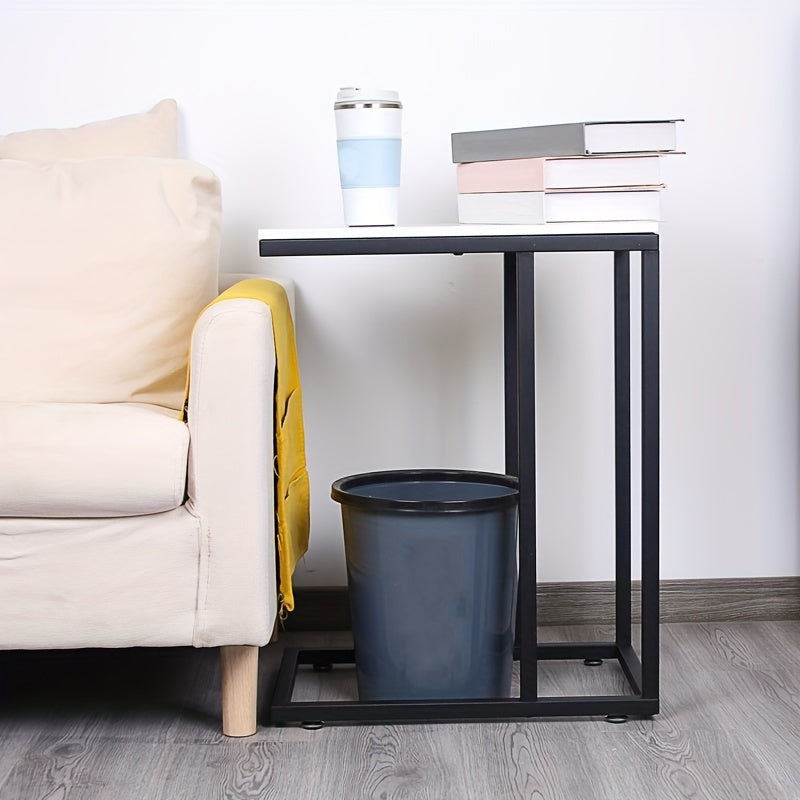C Shaped Side Table for Couch Large Desktop End Table