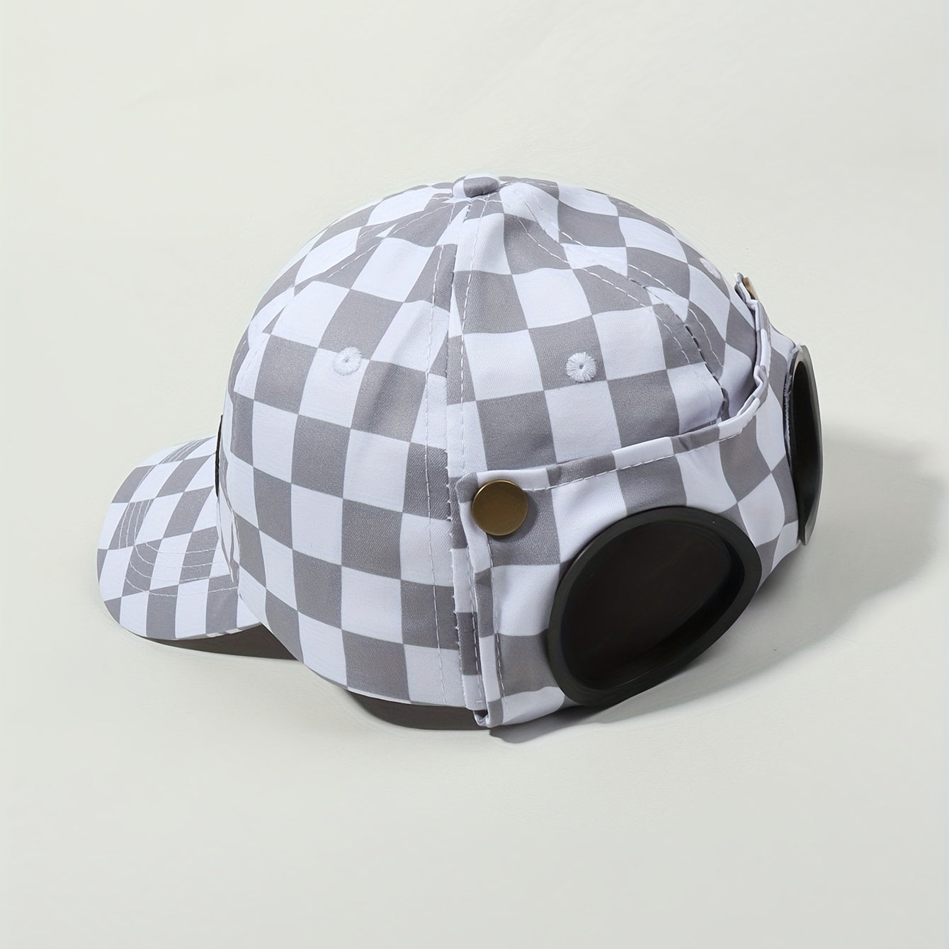 Plaid Baseball Cap with Flip Glasses - Adjustable Lightweight Sun Hat