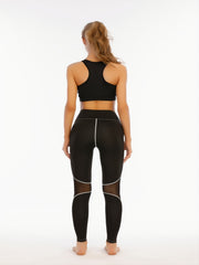 High Waist Yoga Pants with Mesh for Fitness & Running