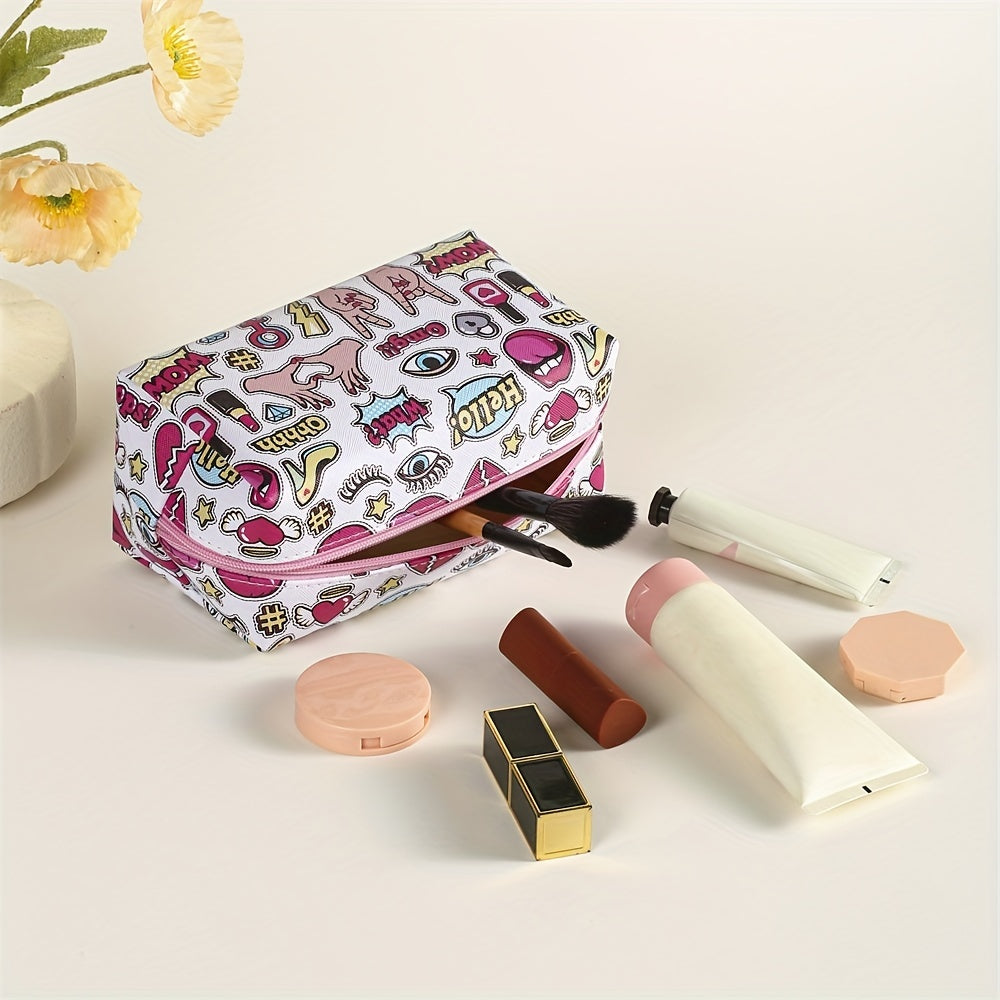 Cosmetics Letters Pattern Makeup Bag PU Roomy Creative Makeup Pouch