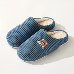 Men's Plaid Cartoon Print Slip On House Shoes