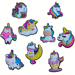 18PCS Unicorn Shoe Charms For Bubble Slides Sandals PVC Shoe Decor